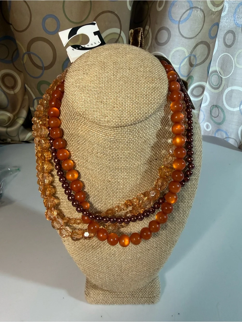 Vintage Y2K Multi -Strand Layered Amber Bead Necklace